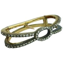 Antique Rose-Cut Diamond Silver Gold Scarf Ring 7