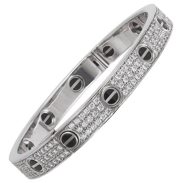 Cartier Diamond Ceramic Love Bangle Bracelet