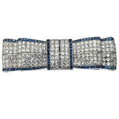 1930s Art Deco Bow Tie Diamond Platinum Brooch 10