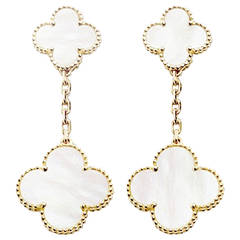 Van Cleef & Arpels Magic Alhambra Mother of Pearl Gold Drop Earrings