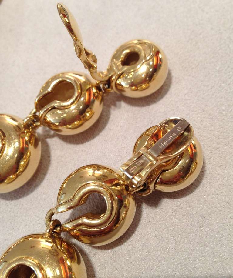 1988 Marina B. Yellow Gold Necklace and Ear Clips 3
