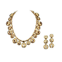 1988 Marina B. Yellow Gold Necklace and Ear Clips