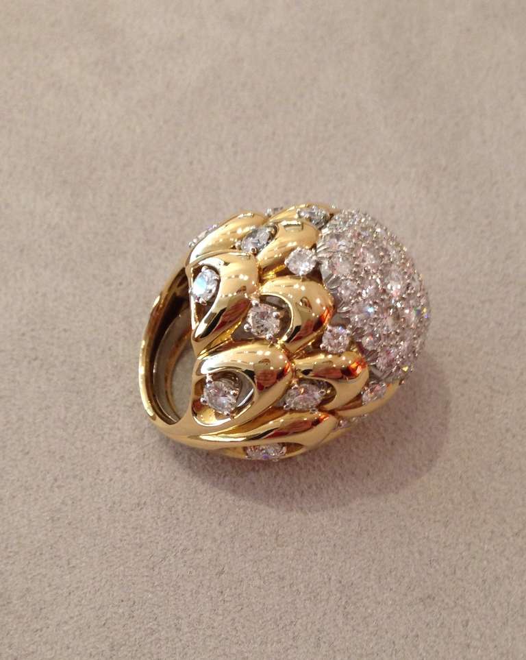 Women's David Webb Monumental Diamond Gold Platinum Ring