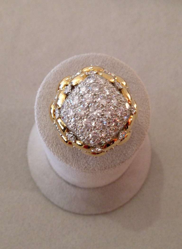 David Webb Monumental Diamond Gold Platinum Ring In Excellent Condition In Geneva, CH