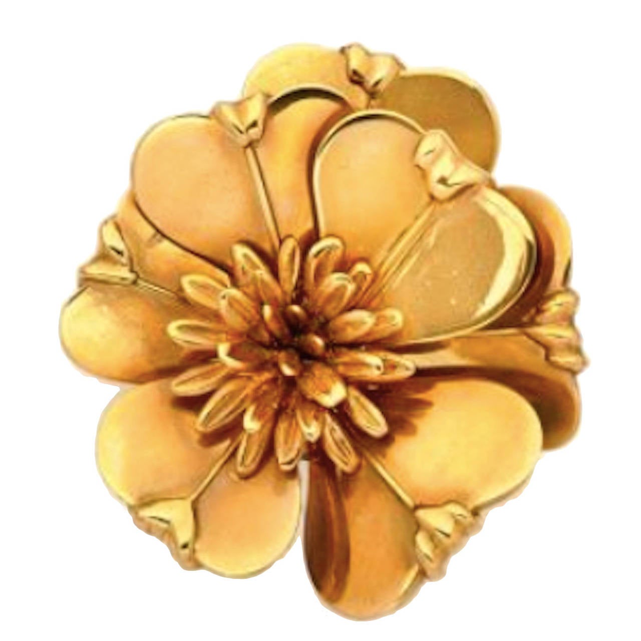 1960s Cartier Gold Flower Clip Brooch