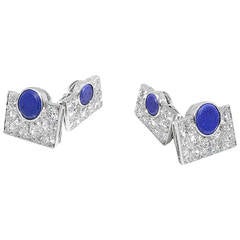 Van Cleef & Arpels Lapis Lazuli Diamond Platinum Cufflinks