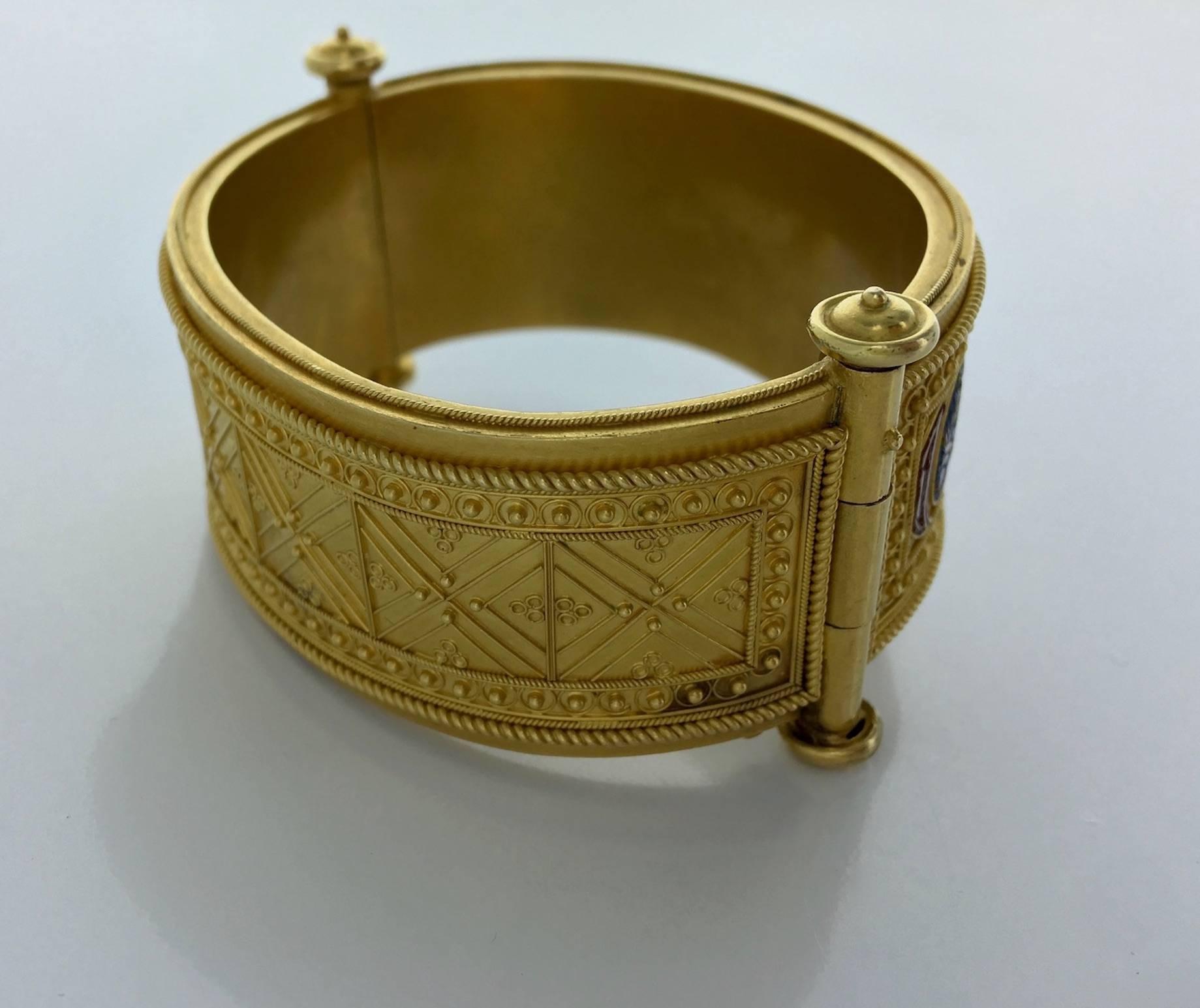 Women's Antique Micromosaic and Gold Bangle, circa 1850