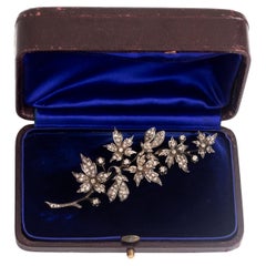 Mellerio Borgnis French Antique Diamond Silver Gold Flower Brooch