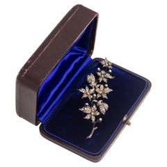 Mellerio Borgnis Francés Antiguo Diamante Plata Oro Broche Flor Siglo XIX