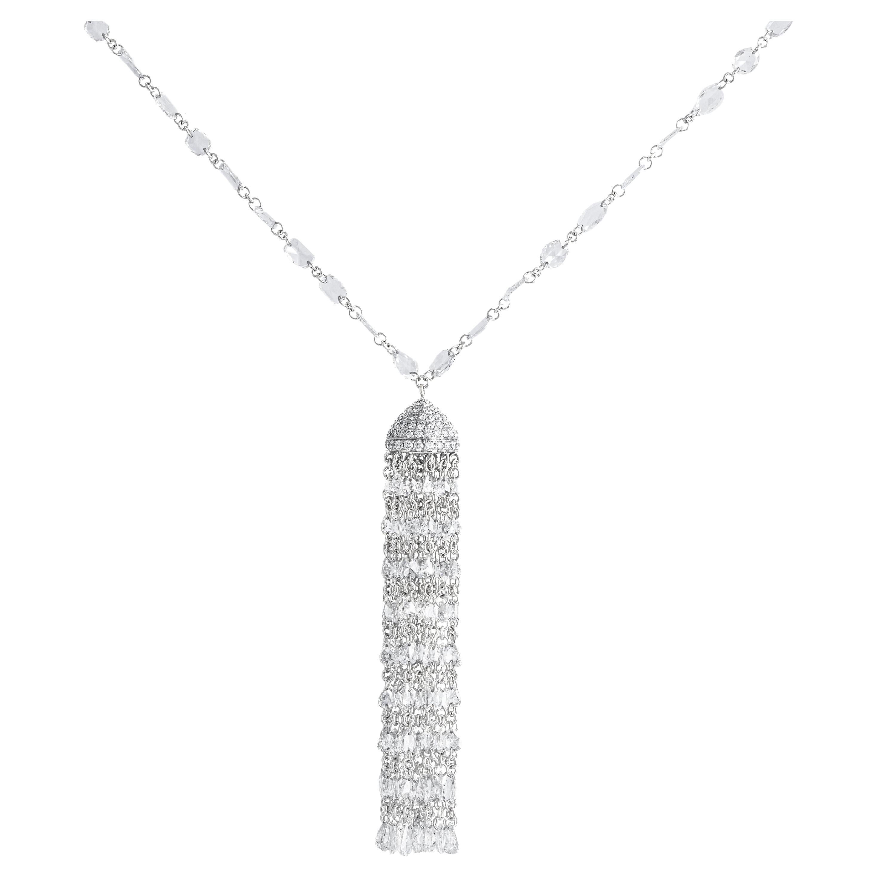 Necklace Sautoir Diamond White Gold 18K For Sale
