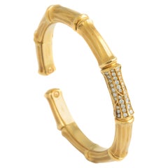 Cartier Gold Bamboo Bangle Bracelet with Diamonds