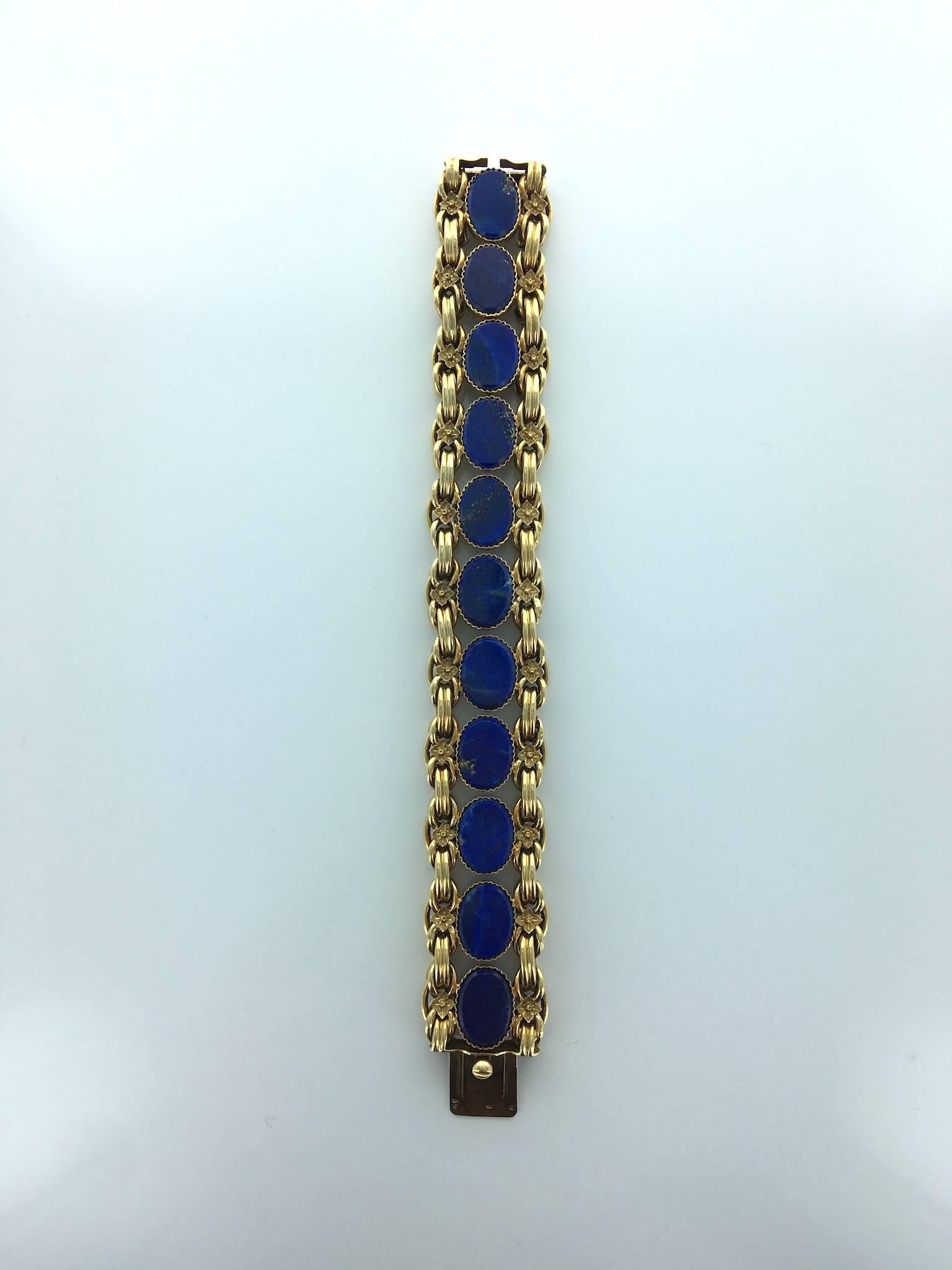 19th Century Victorian Lapis Lazuli Gold Bracelet 1