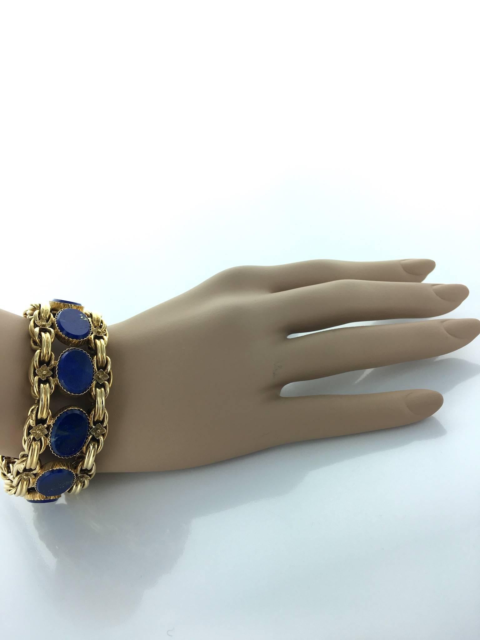 Women's 19th Century Victorian Lapis Lazuli Gold Bracelet