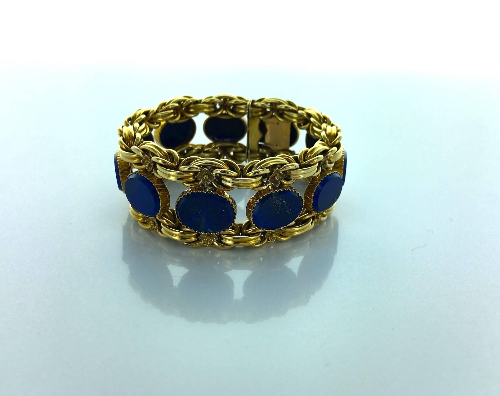 19th Century Victorian Lapis Lazuli Gold Bracelet In Excellent Condition In Geneva, CH