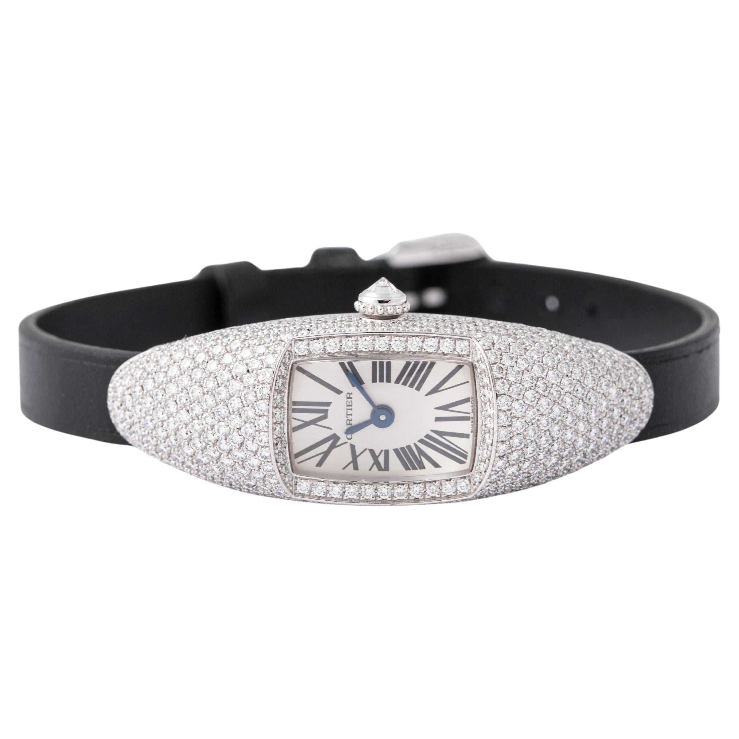 Cartier Casque Collection Diamond Set White Gold 18K Wristwatch