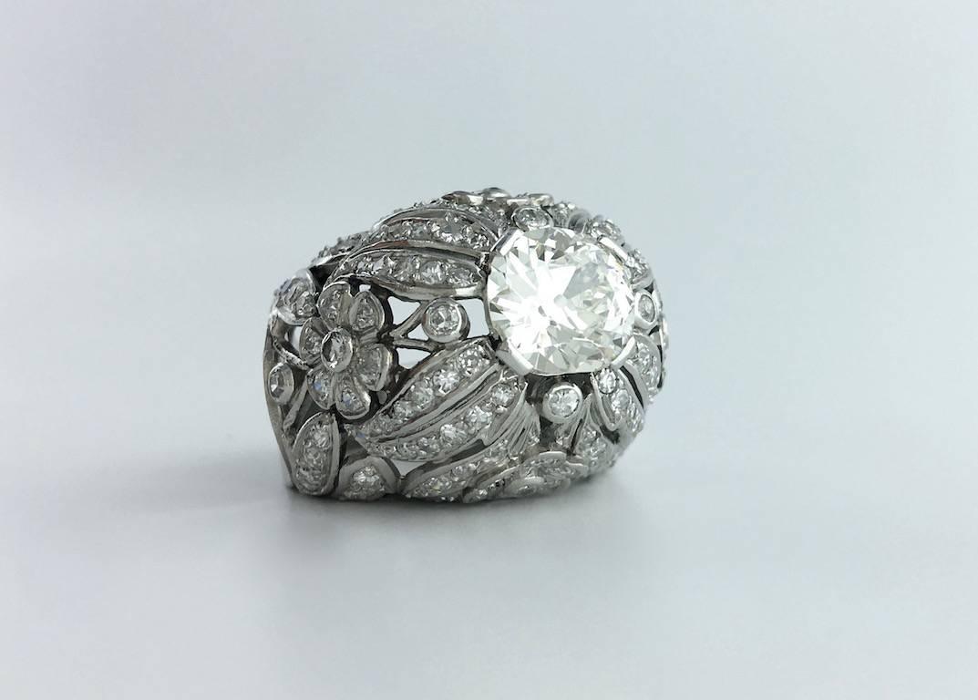 1930s Diamond Platinum Ring In Excellent Condition In Geneva, CH