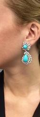 1970s Turquoise Diamond Platinum Ear Pendants