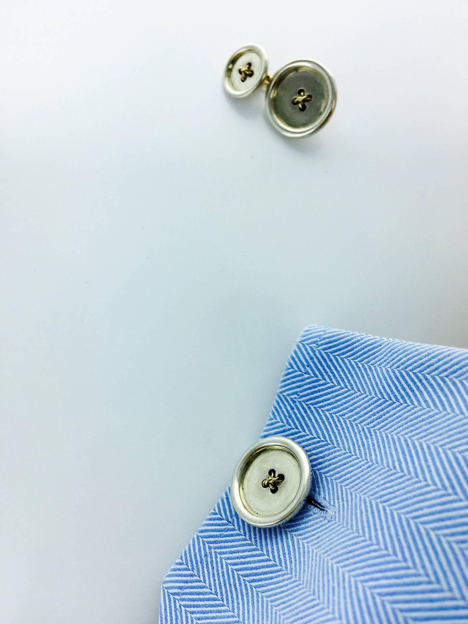 Men's 1960s Bulgari Silver Gold Cufflinks