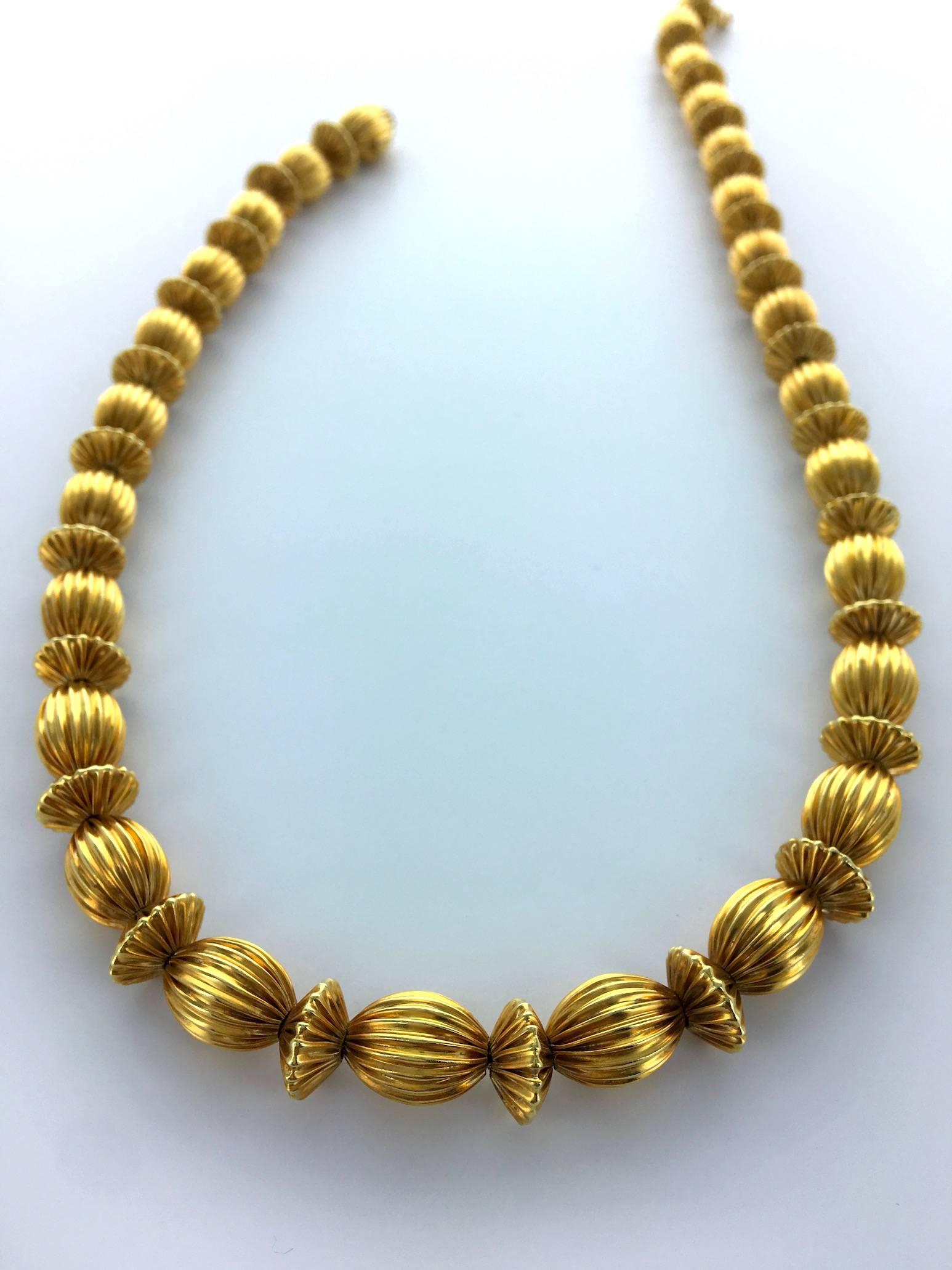 Women's or Men's 1980s Ilias Lalaounis Gold Bead Necklace