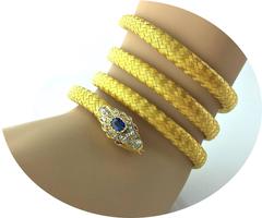 Antique Victorian Sapphire Diamond Ruby Gold Snake Bracelet
