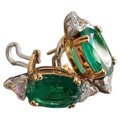 Emerald Diamond Gold 18K Earrings