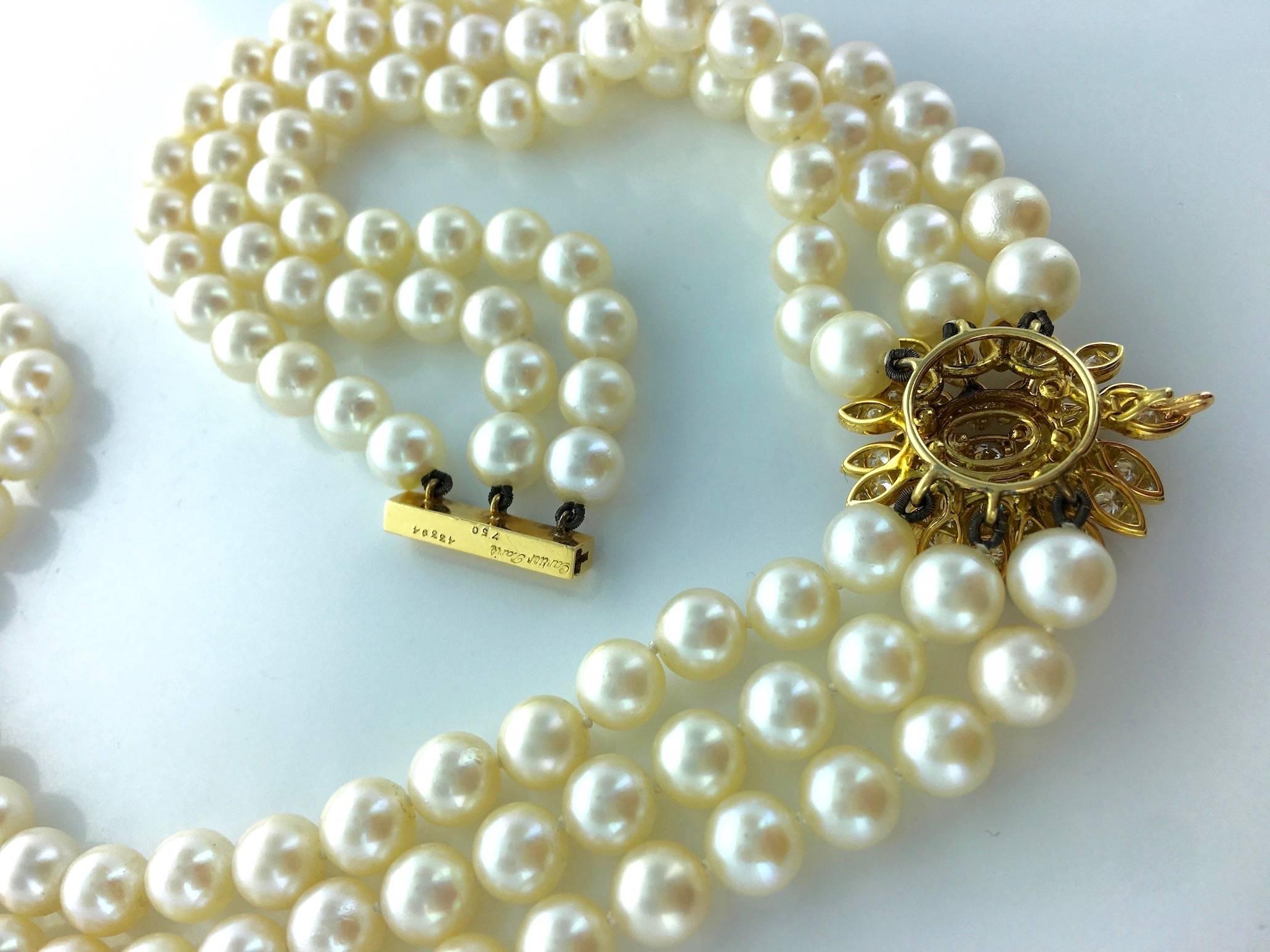 Women's Cartier Diamond Pearl Gold Necklace