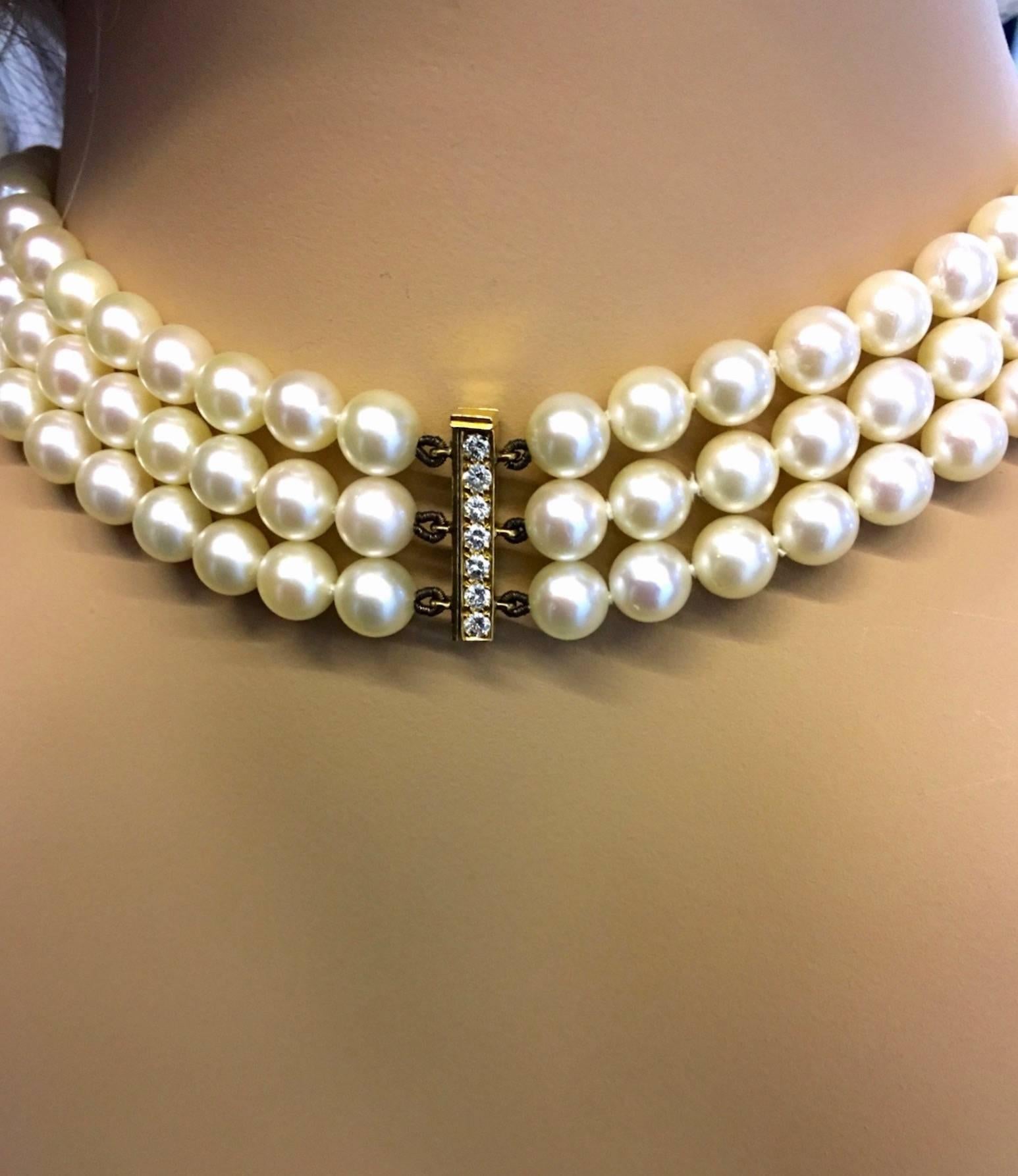 Cartier Diamond Pearl Gold Necklace 1