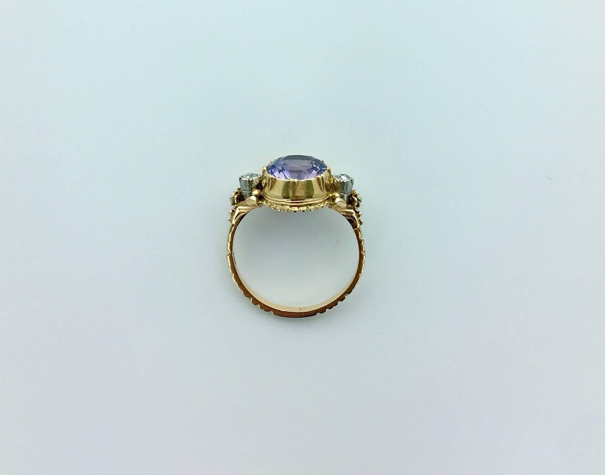 Victorian 19th Century Natural Sapphire Diamond Gold Ring