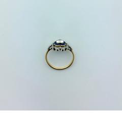 French 1900s Heart Shape Diamond Calibrated Sapphire Gold Platinum Ring