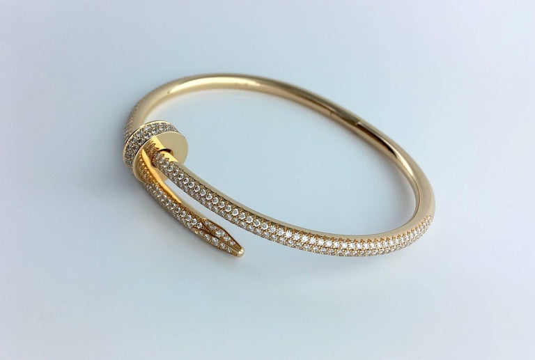 Cartier Juste un Clou Diamond Pink Gold Bangle Bracelet at 1stDibs