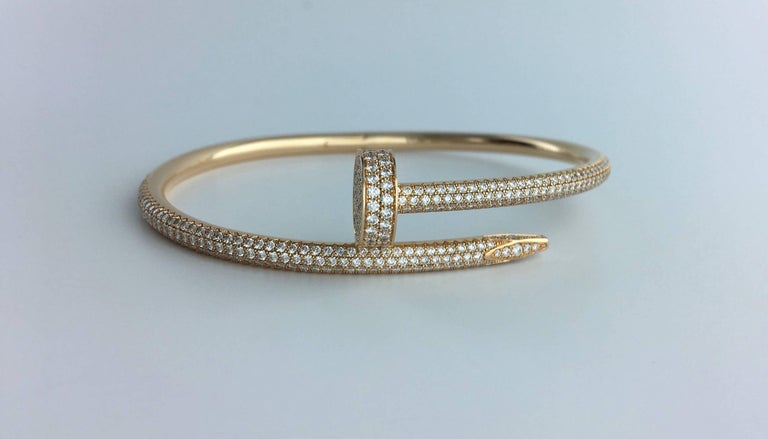 Cartier Juste un Clou Diamond Pink Gold Bangle Bracelet at 1stDibs