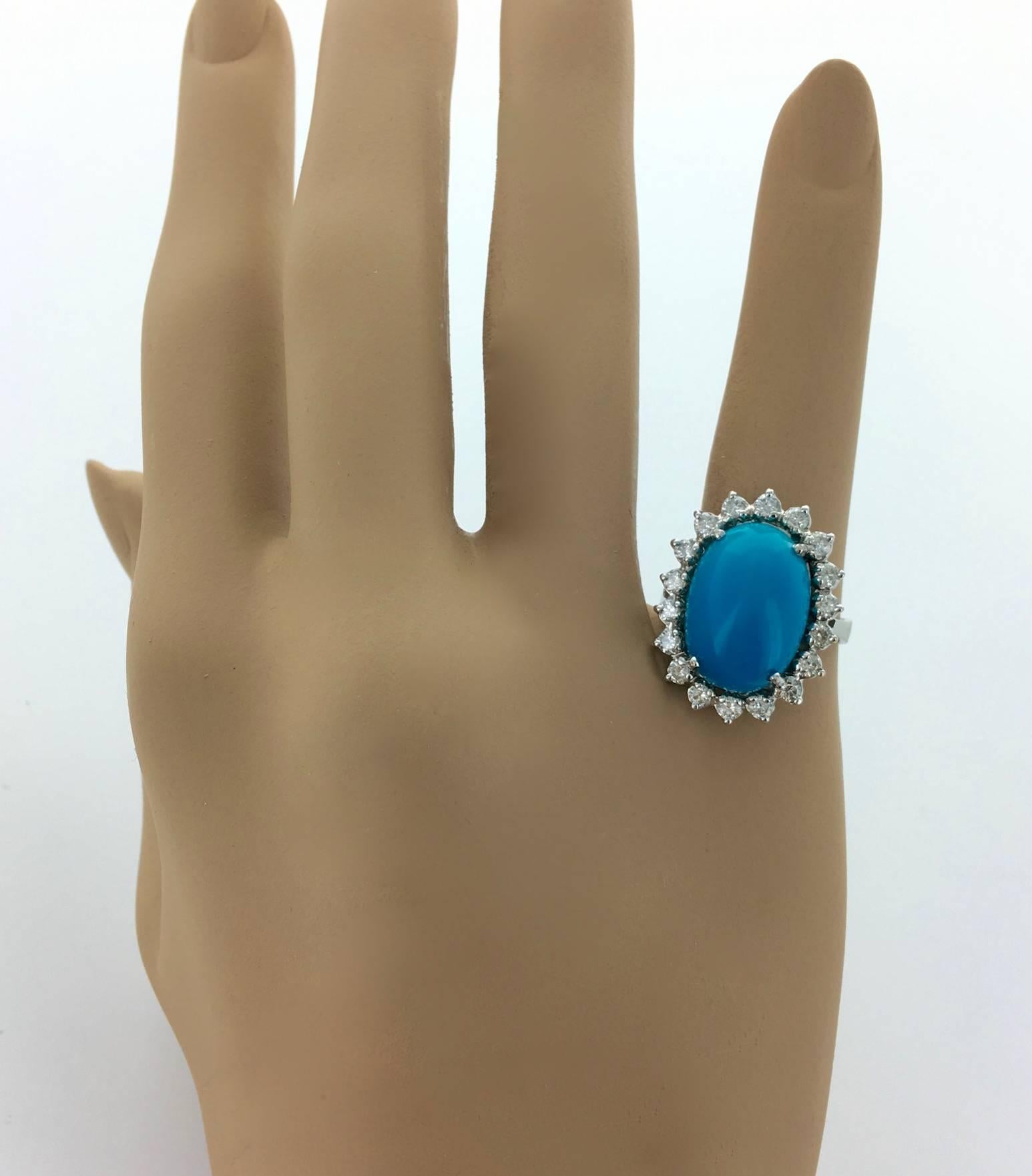 Women's Turquoise Diamond White Gold Ring