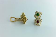 Van Cleef & Arpels Emerald Ruby Diamond Gold Earrings