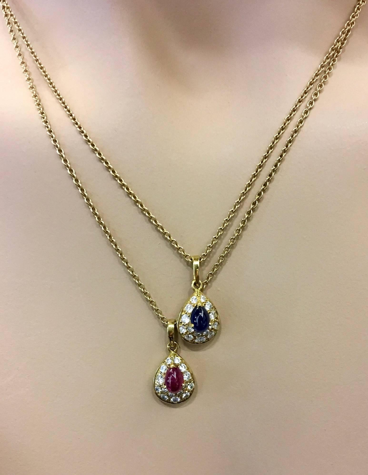 Van Cleef & Arpels Ruby Diamond Gold Pendant Necklace In Excellent Condition In Geneva, CH