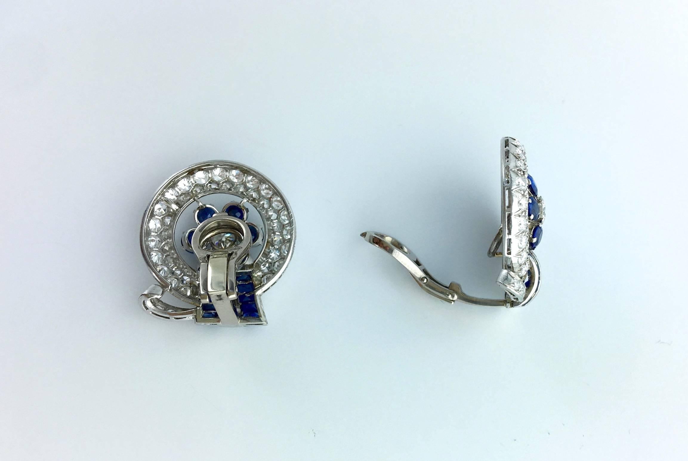 Those Earclips are Lovely! Sapphire and Diamond are beautifully contrasting on platinum. The Retro design is perfectly proportioned.
Circa 1940.

Gross weight: 17.98 grams.