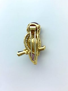 Van Cleef & Arpels Owl Amethyst Citrine Diamond Emerald Brooch Clip