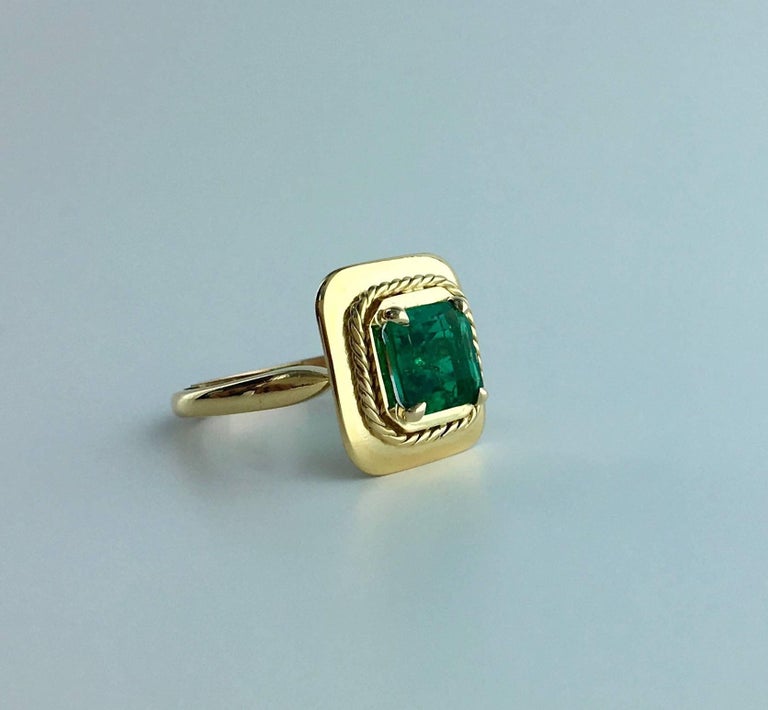 Antique 1.70 Carat Emerald Colombian Gold Ring For Sale at 1stDibs ...