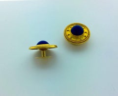 19th Century Etruscan Revival Lapis Lazuli and Gold Studs