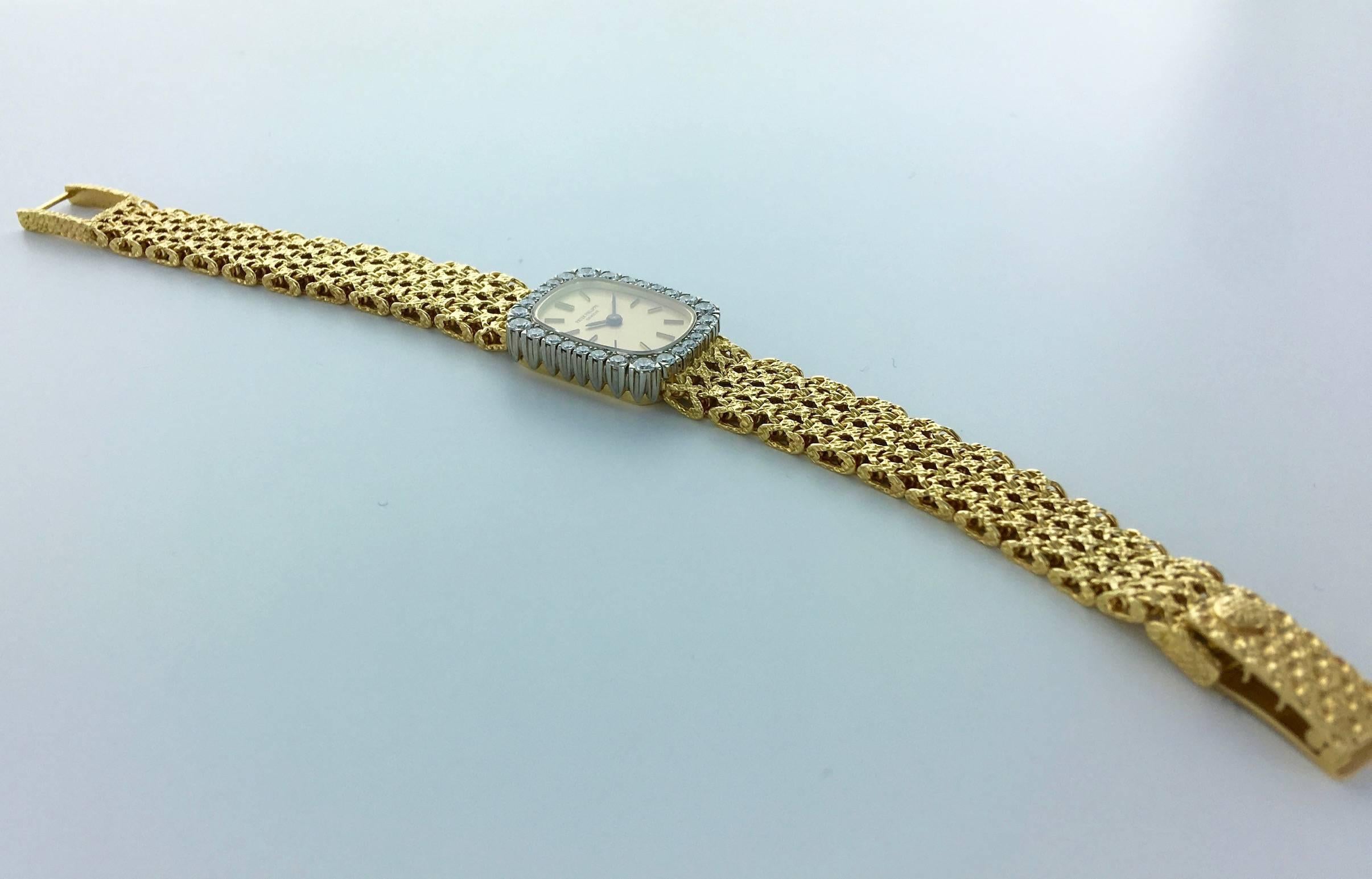 1970s Patek Philippe Diamond Gold Wristwatch In Excellent Condition In Geneva, CH