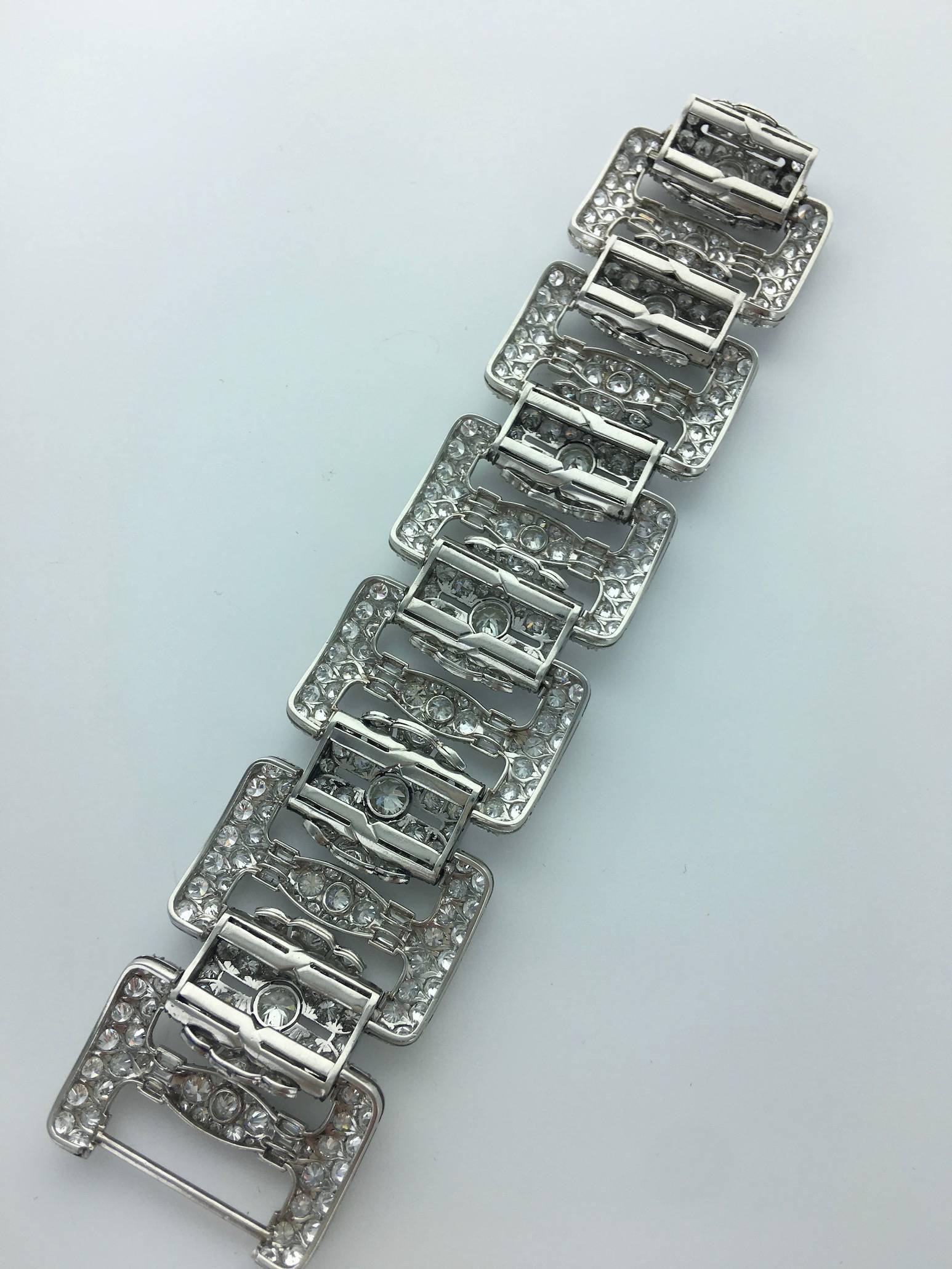 1930s American Art Deco Diamond Platinum Bracelet 2