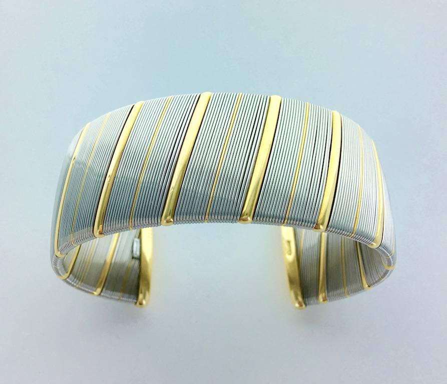 1970s Cartier Gold and Steel Bangle In Excellent Condition In Geneva, CH