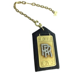 1980s Alexandre Reza Rolls Royce Diamond Gold Platinum Key Chain