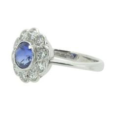 1920s Art Deco Sapphire Diamond Gold Cluster Ring