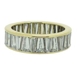 Retro 4.00 Carat Tapered Baguette Diamond Yellow Gold Eternity Ring