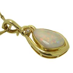 Vintage Cabochon Opal Diamond Gold Pendant