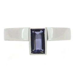 Contemporary Iolite White Gold Dress Solitaire Ring