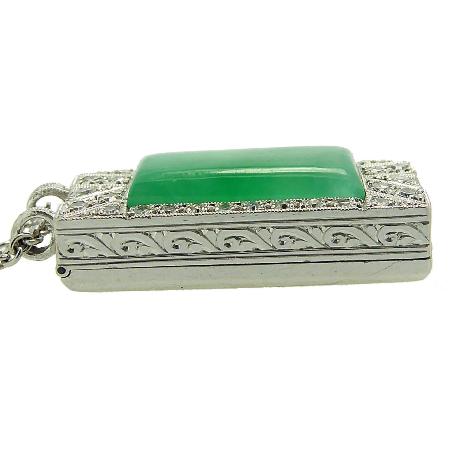 Women's Art Deco Jade Diamond Pendant