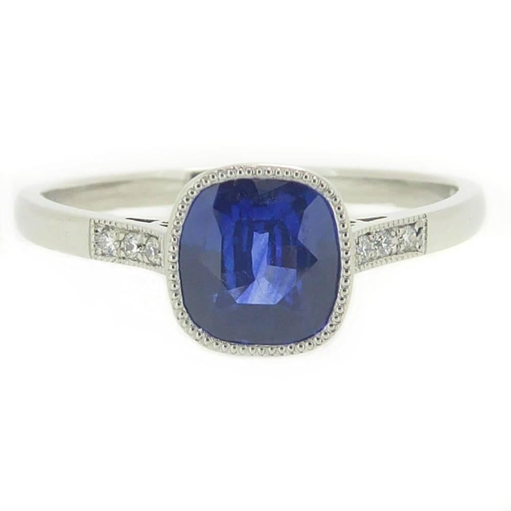 Art Deco Sapphire and Diamond Engagement Ring in Platinum
