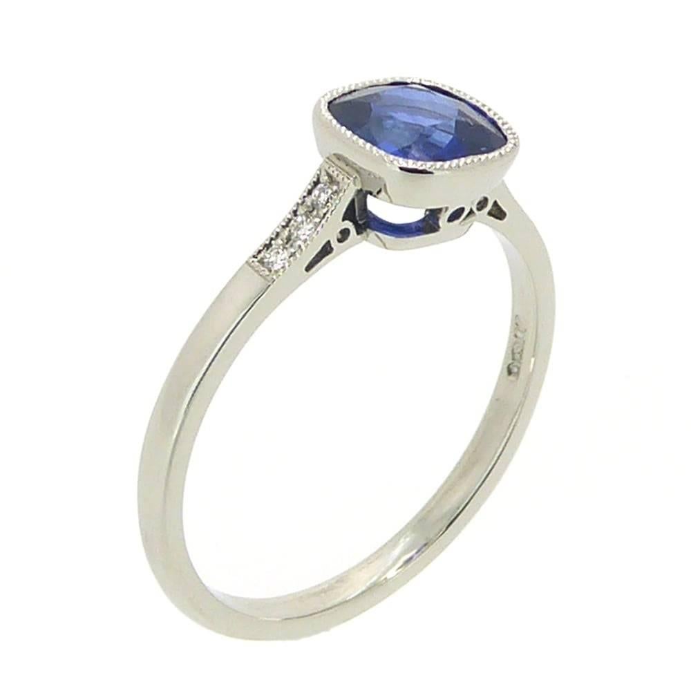 Art Deco Sapphire and Diamond Engagement Ring in Platinum 1