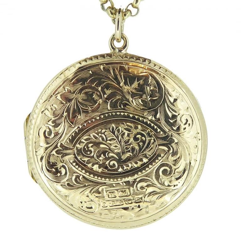 Antique Gold Locket, Engraved, 9 Carat Gold Hallmarked, 1919 at 1stDibs ...